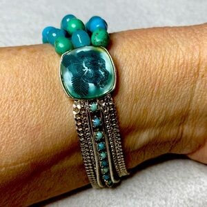 Vintage Madewell bracelet silvertoned babyblue beads